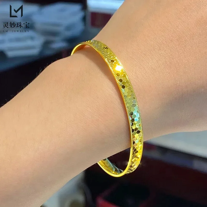 

Gold dragon scale bracelet bright face scale gold 999 thick 18K gold fashion to send girlfriends