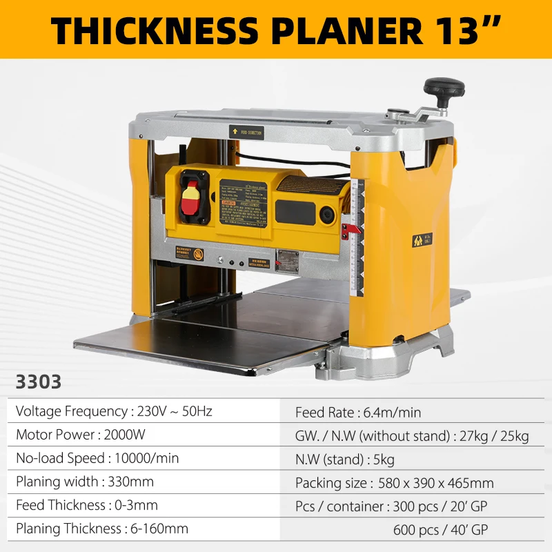 Premium Quality OEM 13" Portable Planer Cutterhead 13-Inch Benchtop Thickness Planer Wood Planer Machine