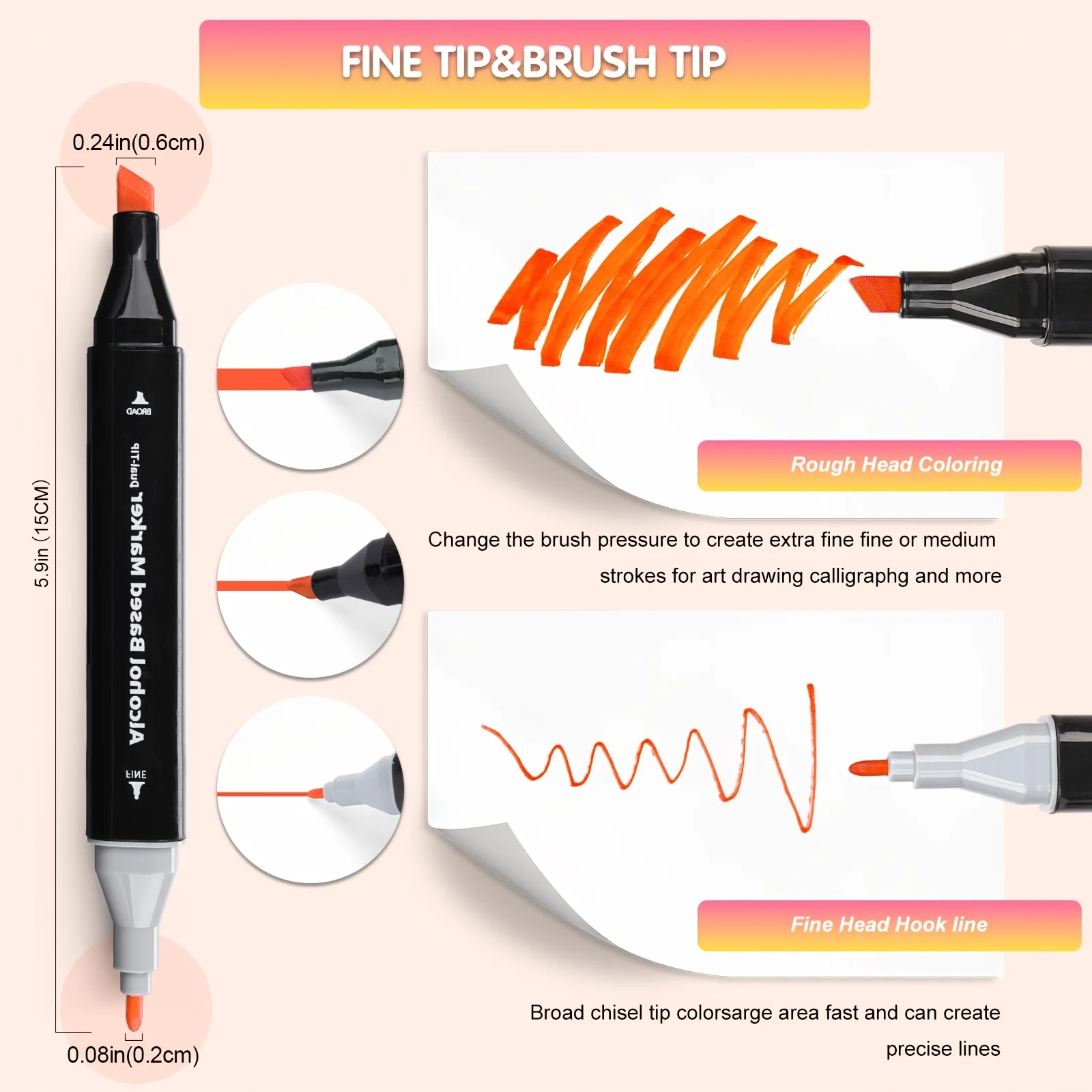 Alcohol Markers Fine & Chisel - Double Tipped Art Markers for Adult Sketch Illustration Comics, Gifts for Artist Adult - Greeting Card & Faux Leather Lining, Valentine's Day Gifts.