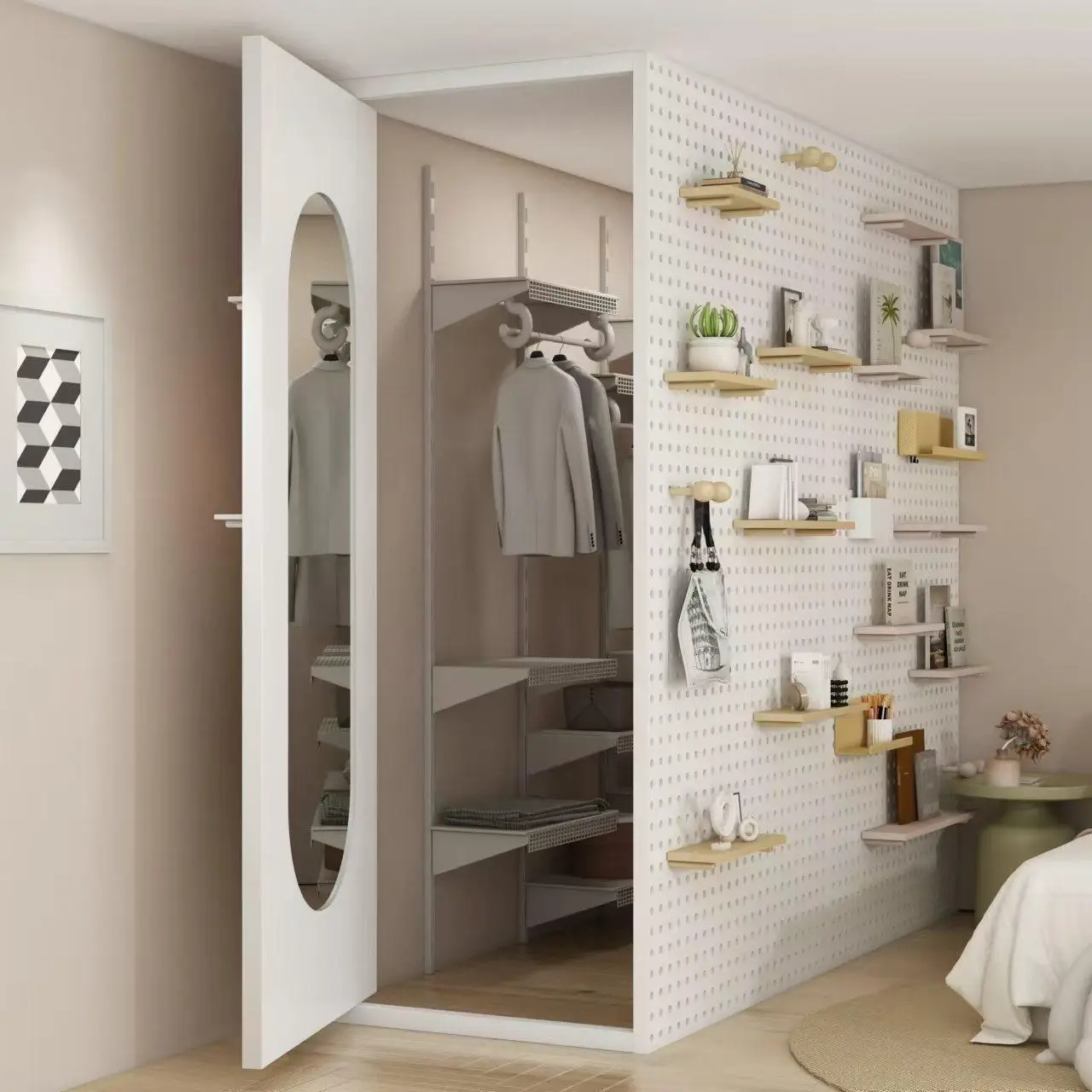 Partition coat rack column hole solid wood screen floor changing room partition porch wardrobe