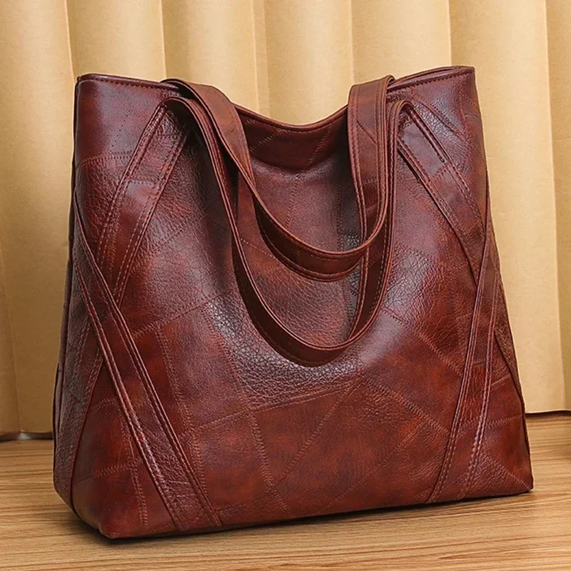 Top-handle Shoulder Hand Bags for Women 2024 Luxury Handbags Designer Large Capacity Retro Soft Pu Leather High Quality Tote Bag