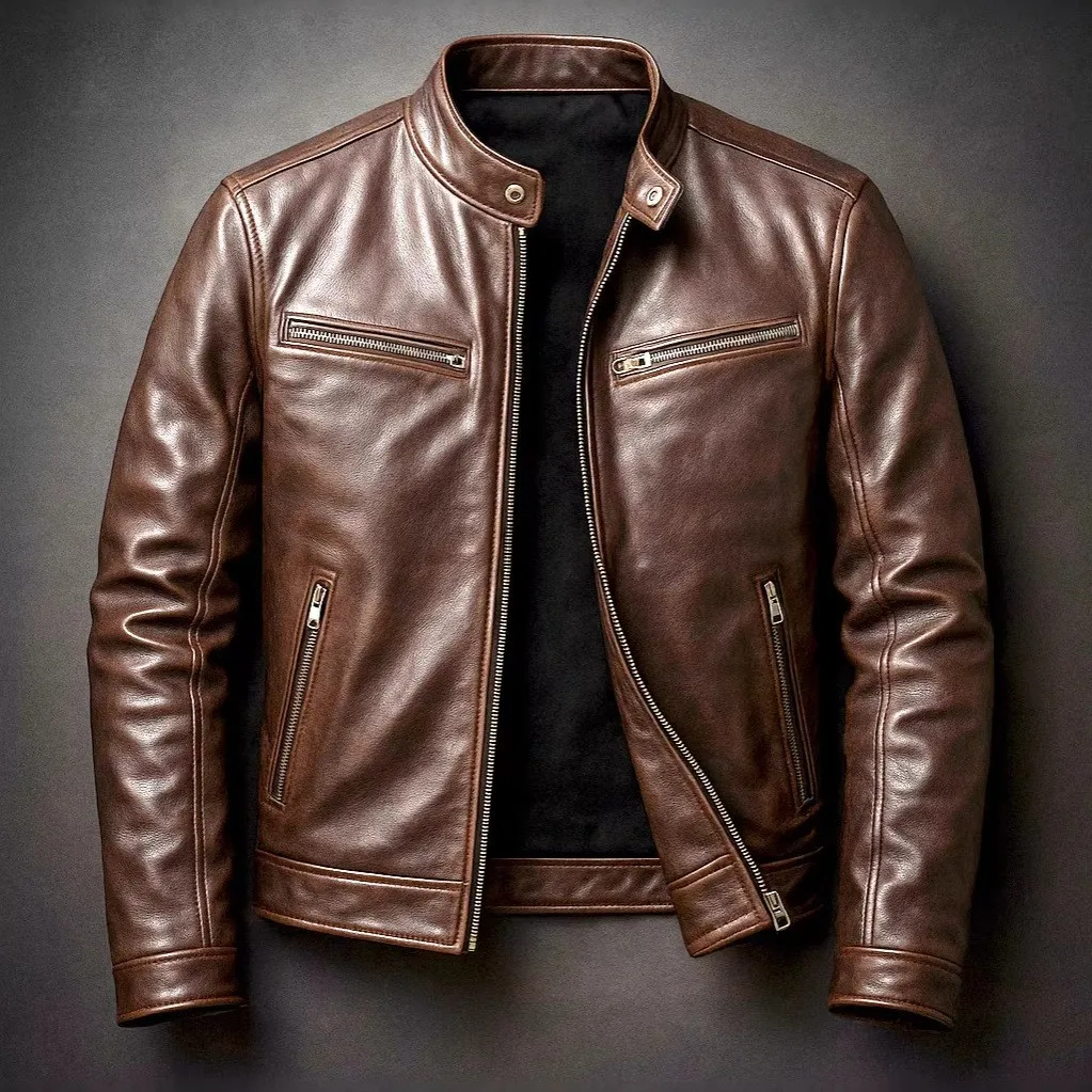 Stand Collar Warm Coat with Loose Fit Regular Length Outerwear Casual Outerwear Side Seam Pockets Zipper Closure Men Jacket