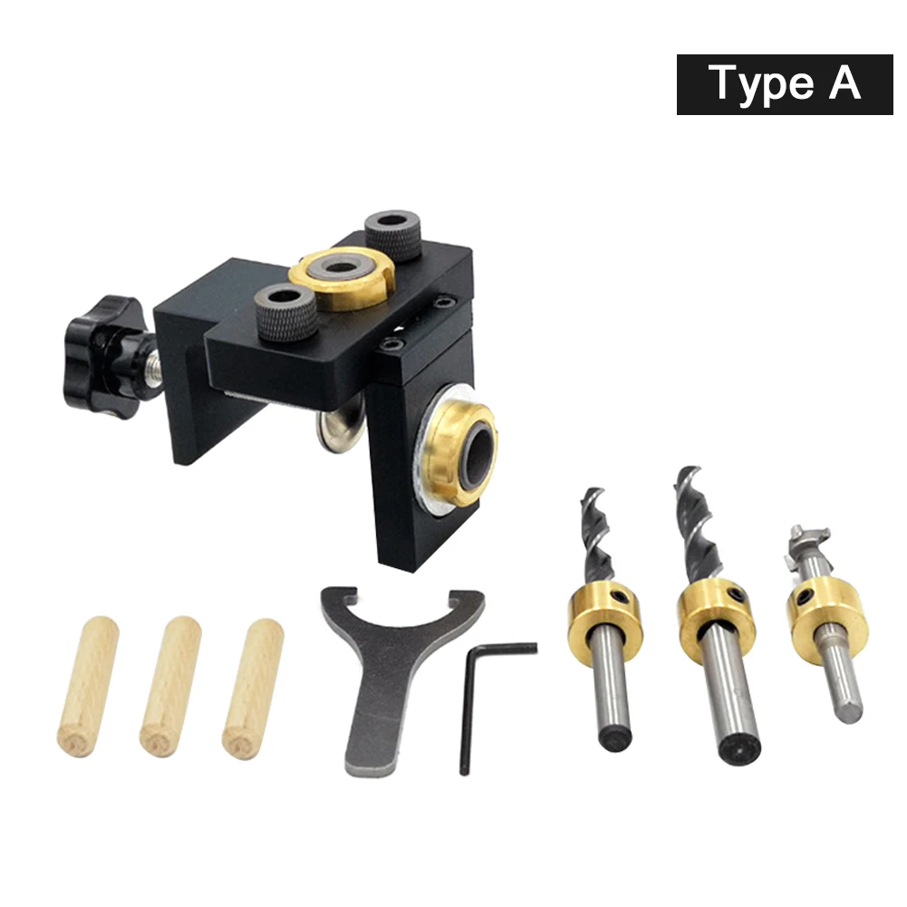 

3 In 1 Pocket Woodworking Tool Doweling Carpentry Practical Positioner Guide Puncher Hole Jig Kit Drilling Locator Handheld DIY