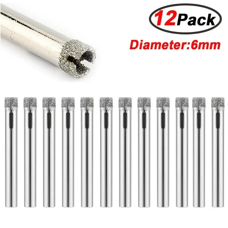 

12pcs Diamond Coated Core Hole Saw Drill Bit Set Tools Glass Drill Hole Opening for Tiles Glass Ceramic Marble Work Accessories