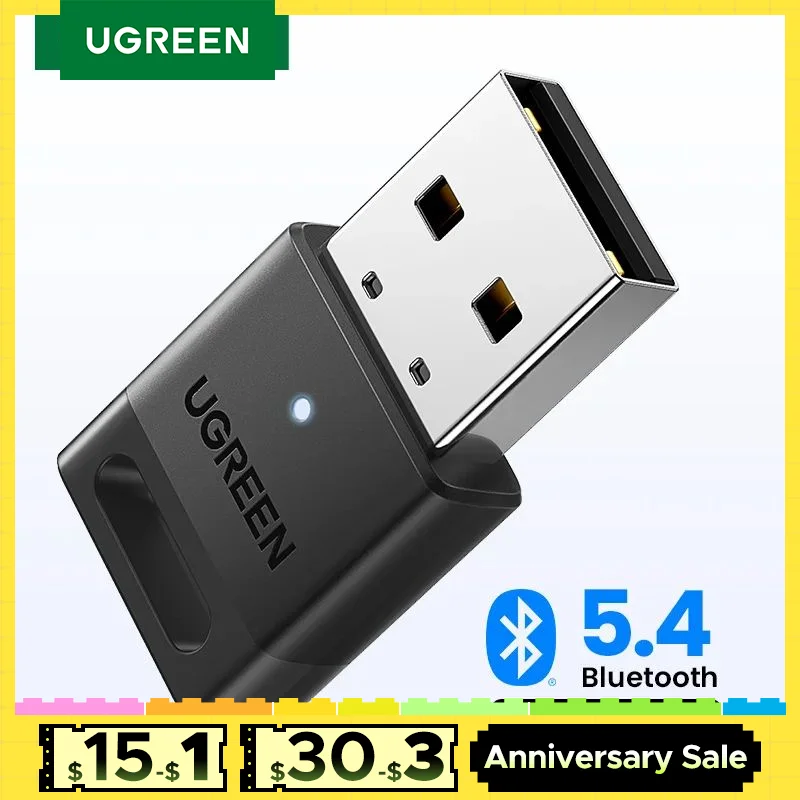 UGREEN USB Bluetooth-адаптер Bluetooth Dongle 5.4 Адаптер для ПК Bluetooth-приемник и передатчик для Bluetooth-клавиатуры/мыши