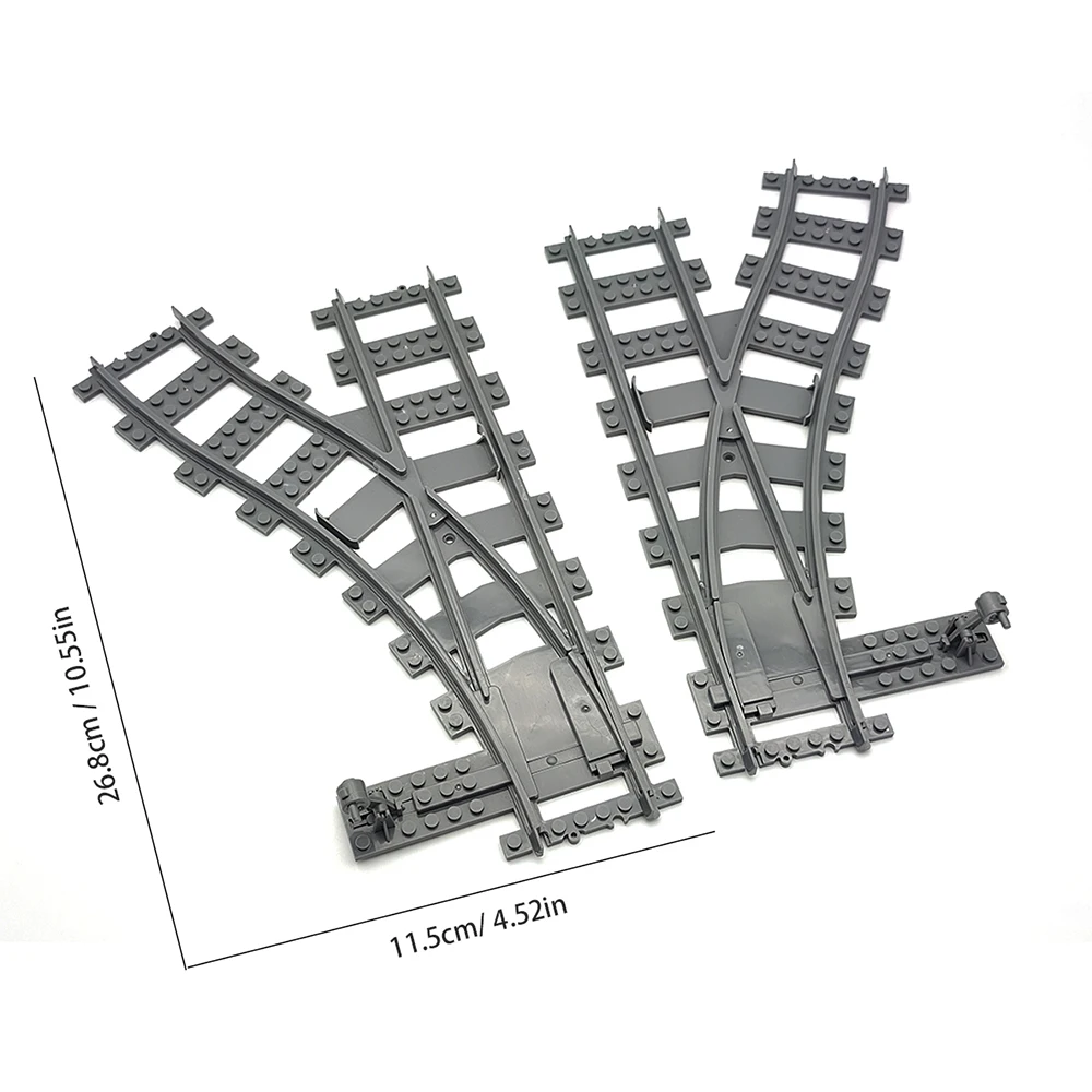 City train track expansion set, straight track, curved track, branch track, DIY assembly building block toy accessories