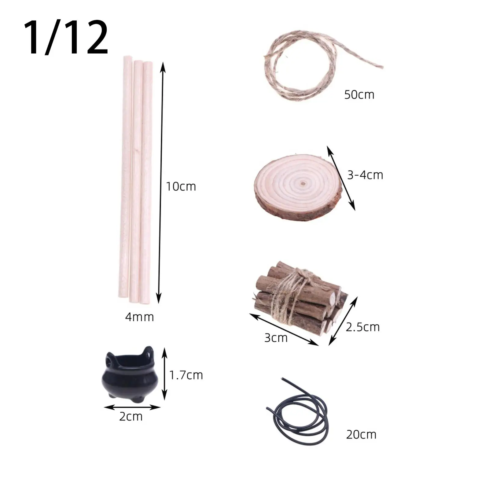 Set da campeggio per casa delle bambole 2x1/12 Decorazioni per scene Mini set da campeggio fai-da-te per set di legna da ardere micro paesaggio