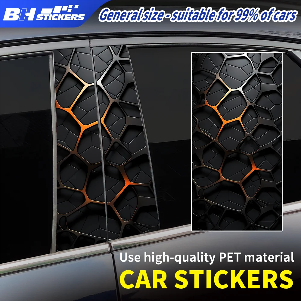 

3D Honeycomb Car Pillar Sticker Universal Hexagon Vinyl Decal Auto Window Column Wrap Waterproof Exterior Trim Styling Decor