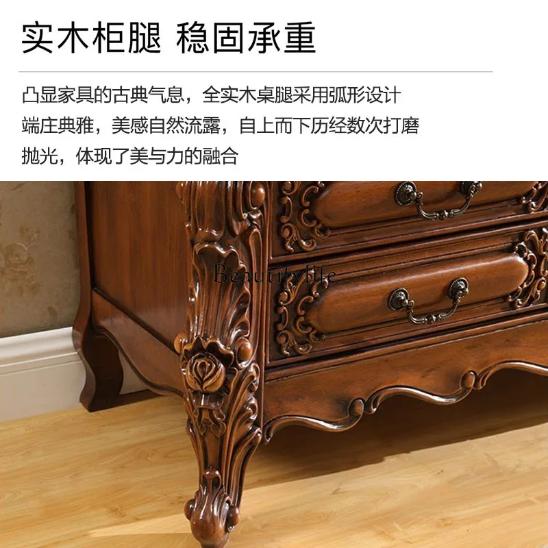 American TV cabinet European living room retro furniture American carved luxury TV cabinet