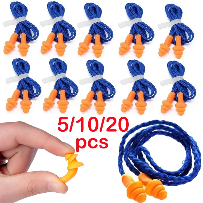 Soft Silicone Corded Protector Ear Plugs Wholesale Universal High-quality Reusable Anti NoiseSoundproof Earmuffs 1/5/10/20Pcs