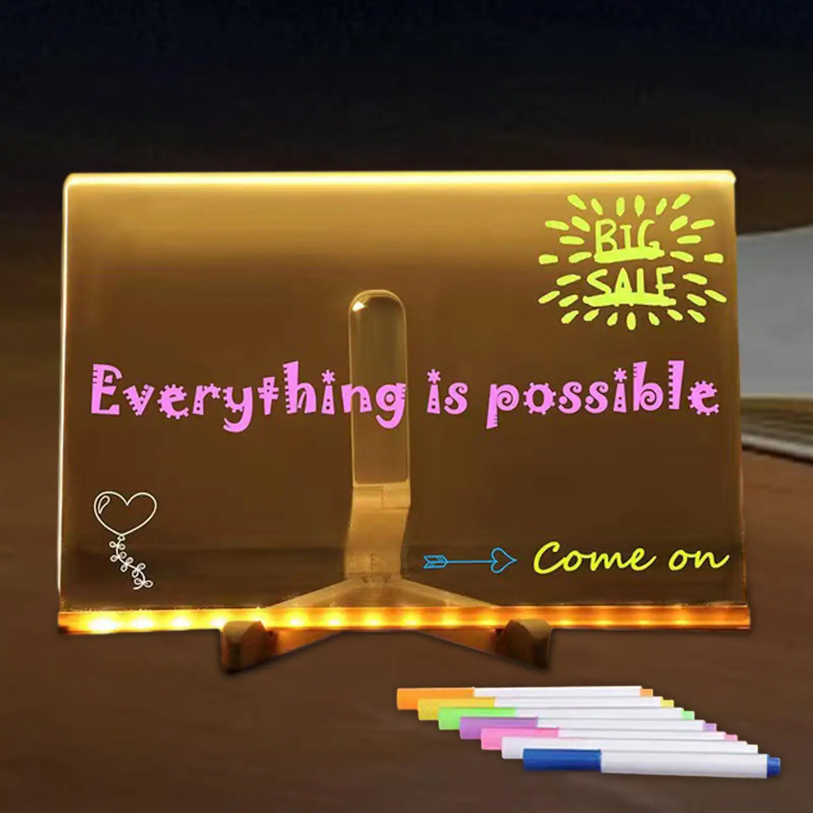 Color Memo Board Rewritable Valentine's Day LED Message Board Night Lamp with 5
