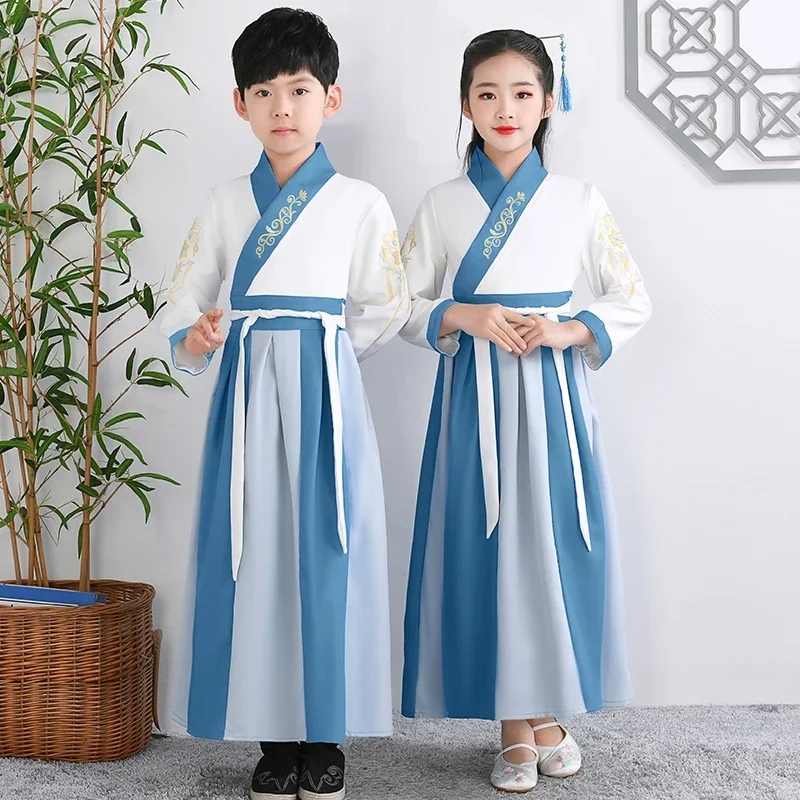 Chinese Mantel Oude Geleerde Student Kostuums Kinderen Volwassen Kimono China Traditionele Vintage Etnische Cosplay Kid Kostuum Hanfu