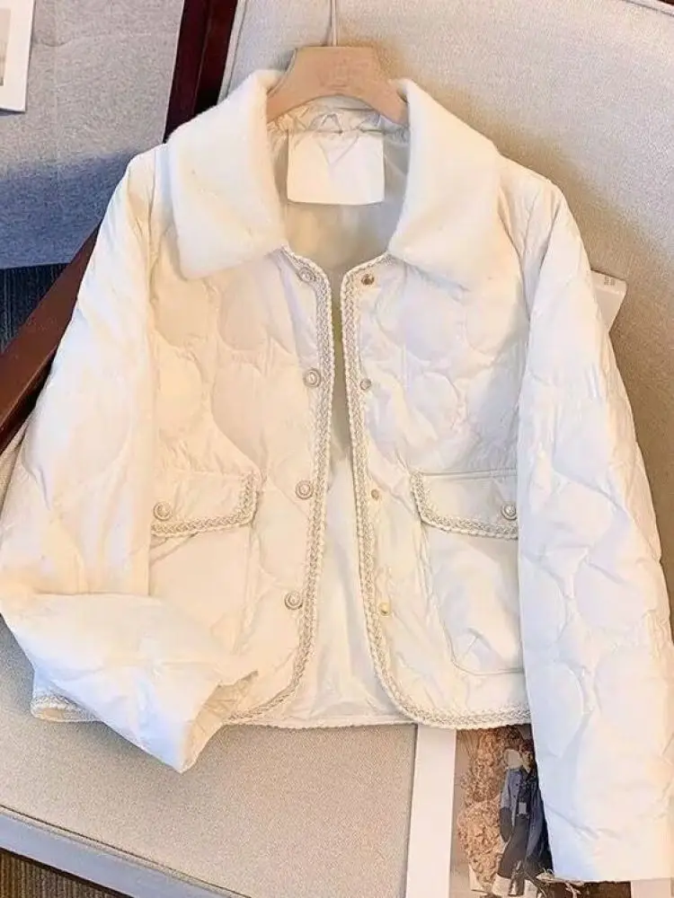 

Модный зимний женский пуховый хлопковый жакет-кардиган Sle Small Fraance Sle Thiened с хлопковой подкладкой и застежкой-молнией