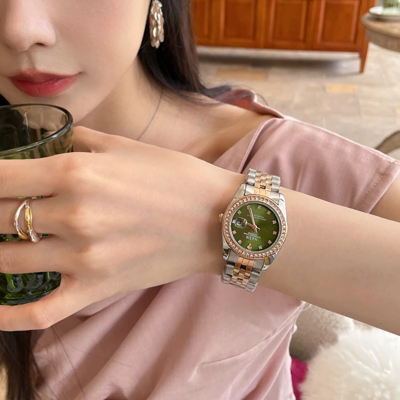 CILOA Women's Luxury Diamond Watch Multicolor Dial Two-Tone Stainless Steel Band Fashion Casual Quartz Wristwatch