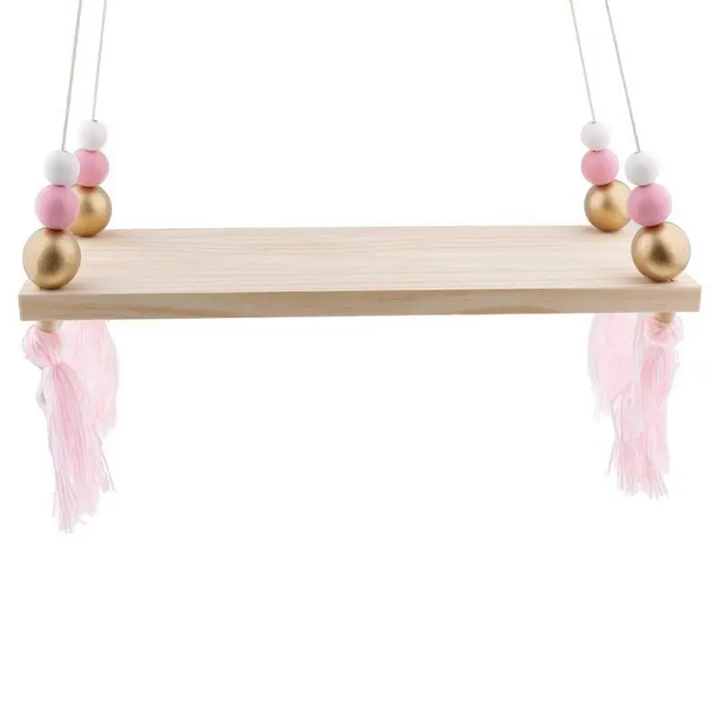 Wooden Wall Shelf Hanging Tassel Children Bebe Nordic Style Wall Frame