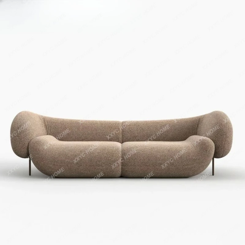 LMedieval cream sailing design U-shaped armrest sofa retro cotton and linen fabric