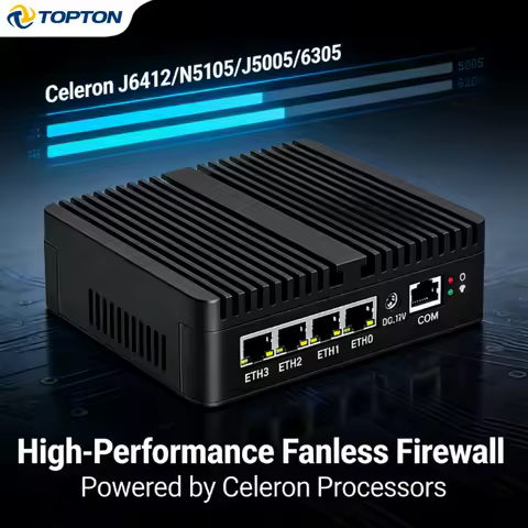 Fanless Firewall Router OPNsense Mini PC Intel Celeron J6412 N5105 J5005 6305 4x2.5G LAN pfSense Home Server Industial Computer