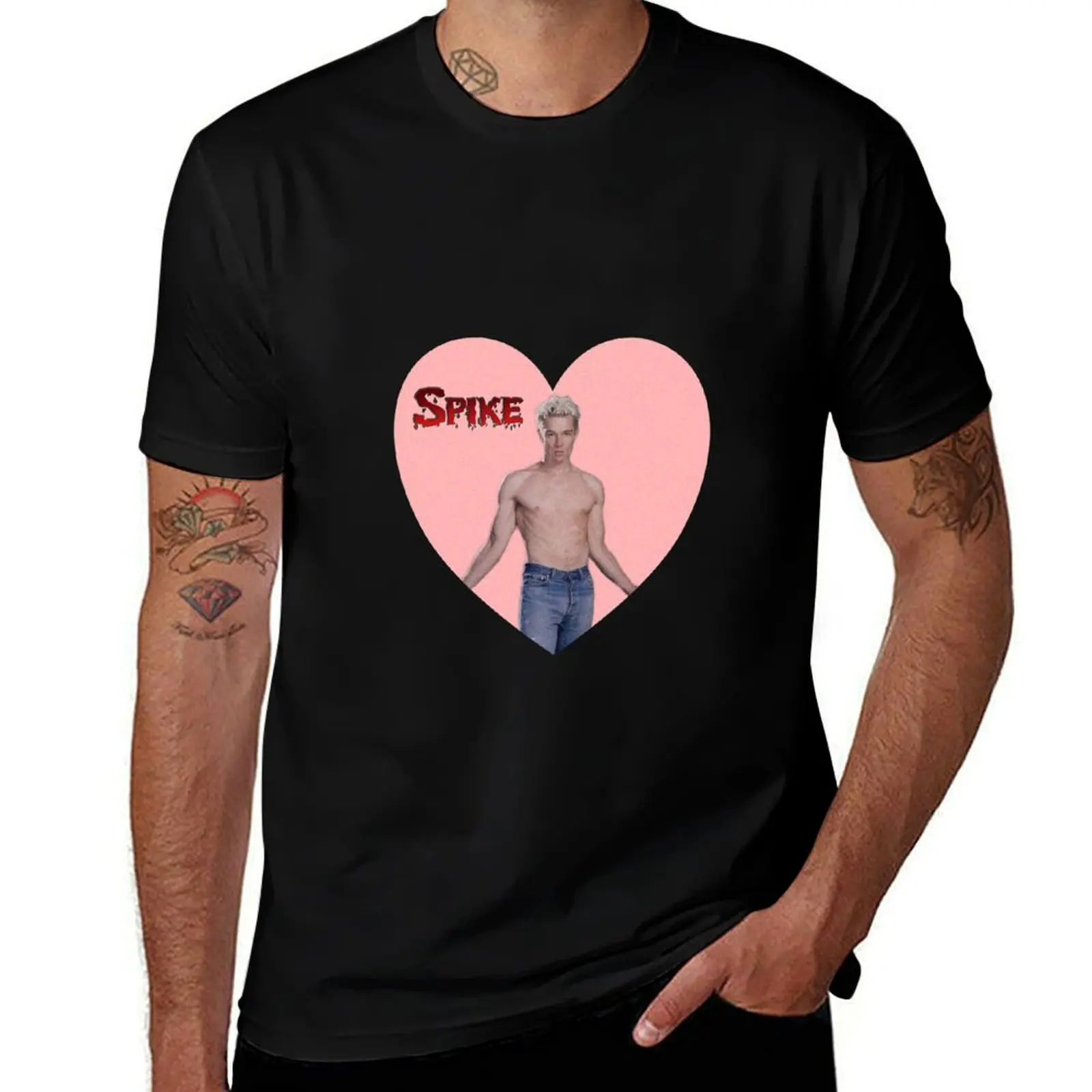 Buffy The Vampire Slayer heart Spike T-Shirt oversized graphic tee man t shirt plus size men clothing