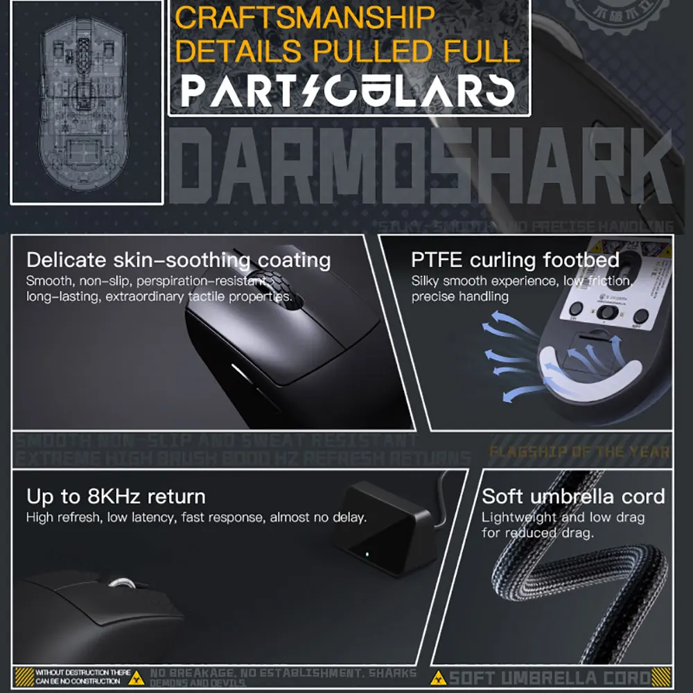 Imagem -05 - Darmoshark-mouse para Jogos M3pro Max sem Fio 8k Bluetooth Três Modos Pam3950 30k Dpi Nórdico 52840 para Jogos de Computador