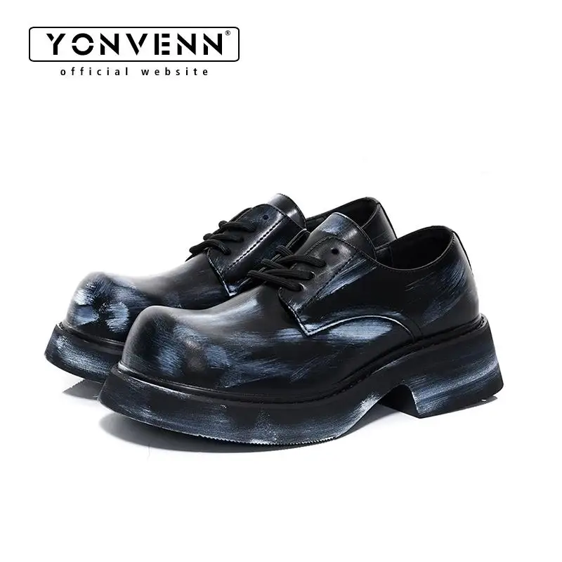 

New men's casual leather shoes men's style derby shoes British thick sole height increasing business formal dress shoes