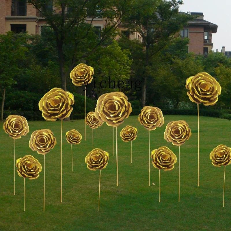 

FY Golden Rose Garden Decoration Ornament Outdoor Iron Art Floral Art