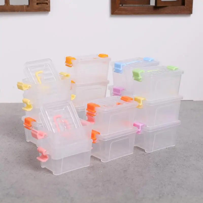 New 5Pcs Portable Organizer Case Dollhouse Transparent Plastic Storage Box Household Lightweight Storage Boxes