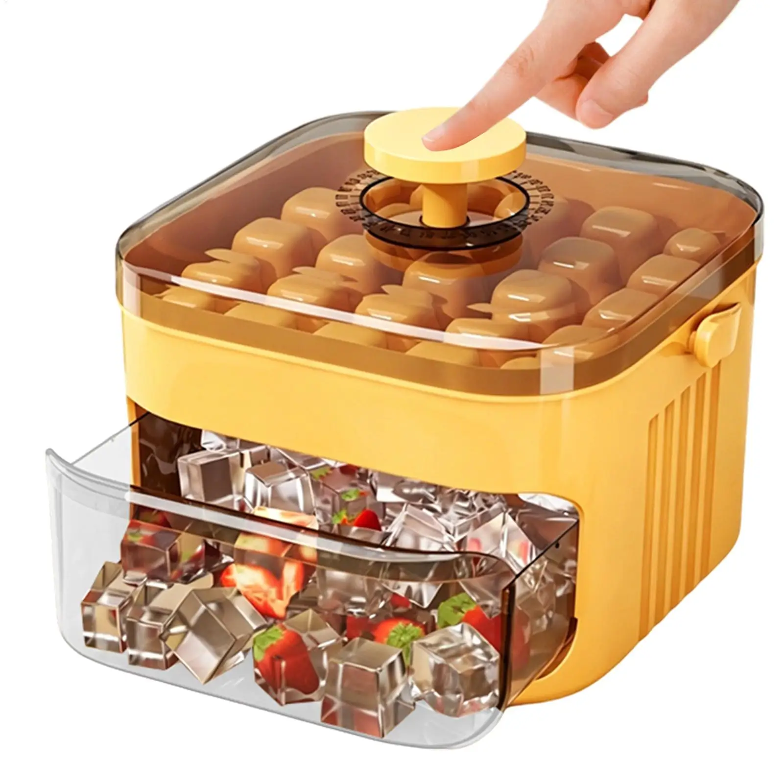 50 Grids Ice Maker With Easy Press Caps Double Layer Ice Cube Maker Refrigerator Household Ice Storage Ice Box Ice Cube Tray