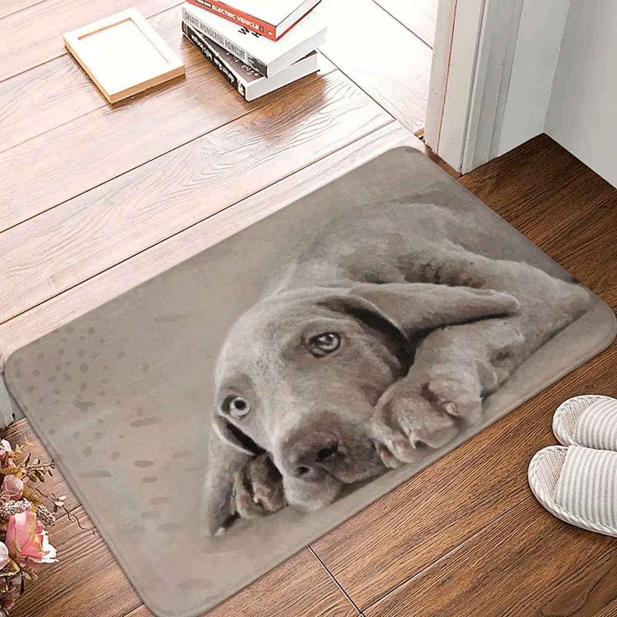 Bath Mat Kitchen Shower Door Weimaraner Puppy Dog Foot Mat Animal Fashion Toilet Pad Quick Dry Non Slip Pattern Bathroom Rug