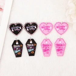 8Pcs/Lot Halloween Charms Creative Acrylic Heart  Coffin Pendant For Keychain Necklace Diy Making