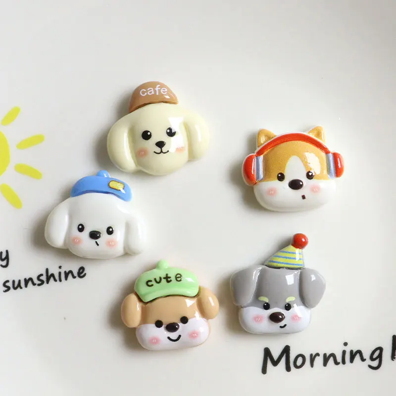 12pcs Mixed Cute Cartoon Dog Head Resin Shoe Charms - Kawaii Puppy Clog Decor for Sandals & Beach Bags