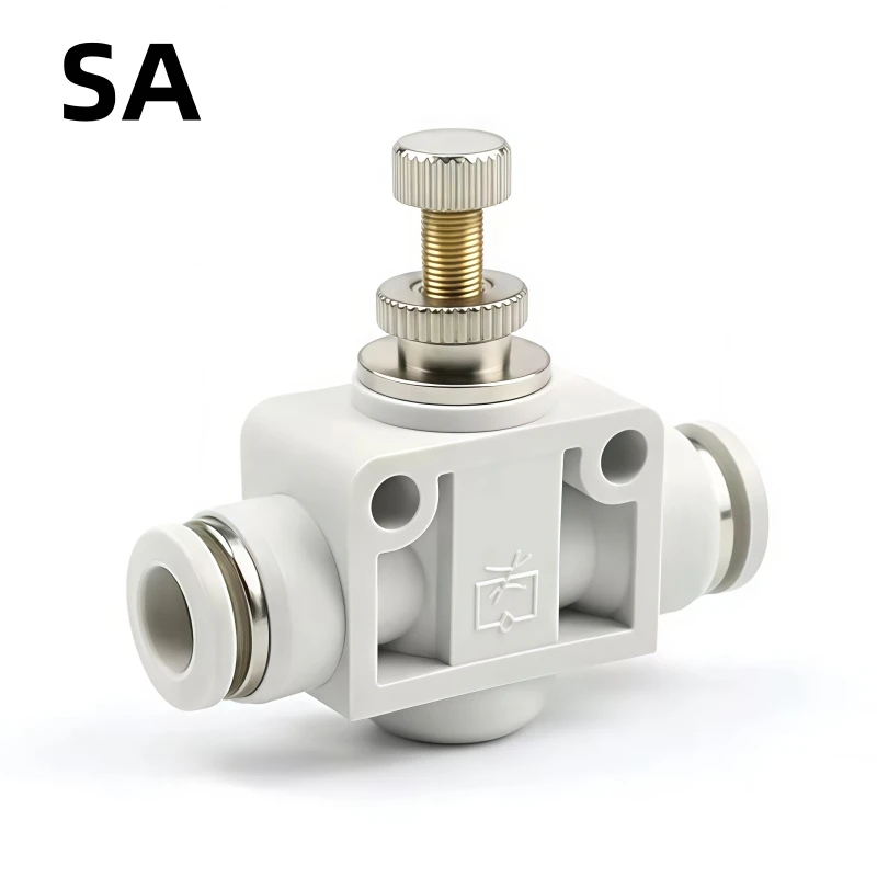Pneumatic Throttle Valve SA 4mm 6mm 8mm 10mm 12mm OD Hose Pneumatic Air Connector Fitting Control Valve  Plastic Push In
