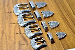 4 size vintage carve pattern beautiful metal women men DIY leather craft belt buckle set antique silver color 3pcs parts/set