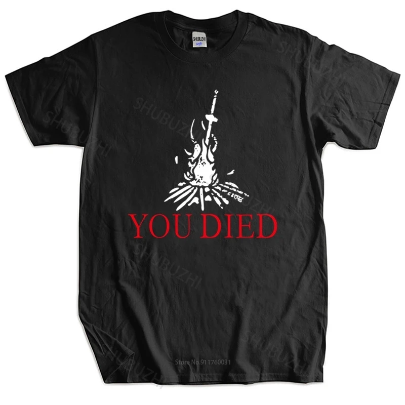 Mens T-shirt TOPS YOU DIED DARK SOULS T-SHIRT - Firelink Shrine Dark Gamer Nerd Souls Game unisex tee-shirt women top tees