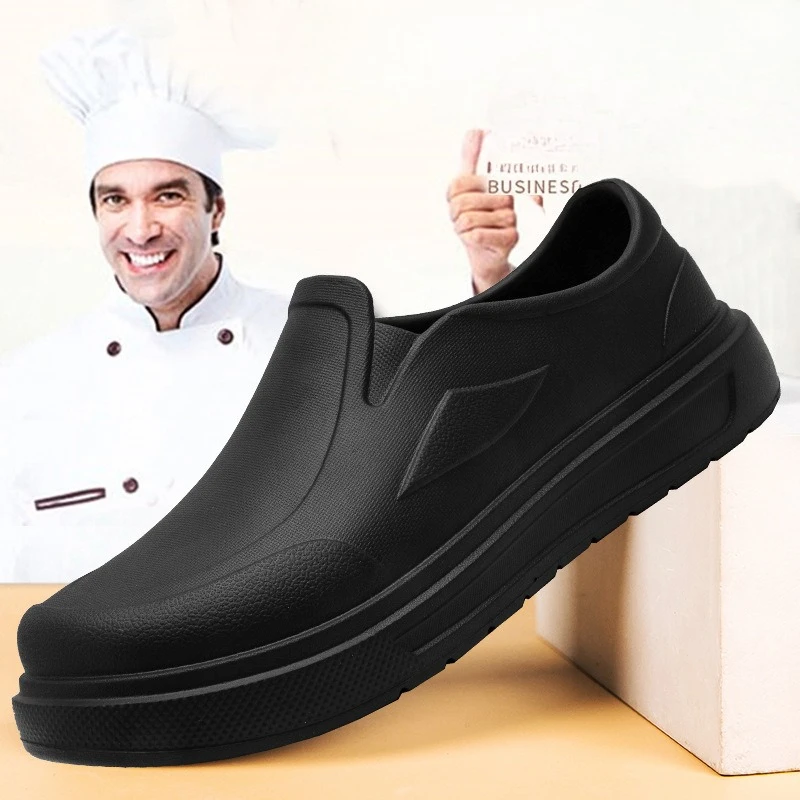 New Men's Chef Shoes Anti Slip Oil Resistant Dirt Resistant Kitchen  Work Shoes Quick Drying Rain  Large Size Breath