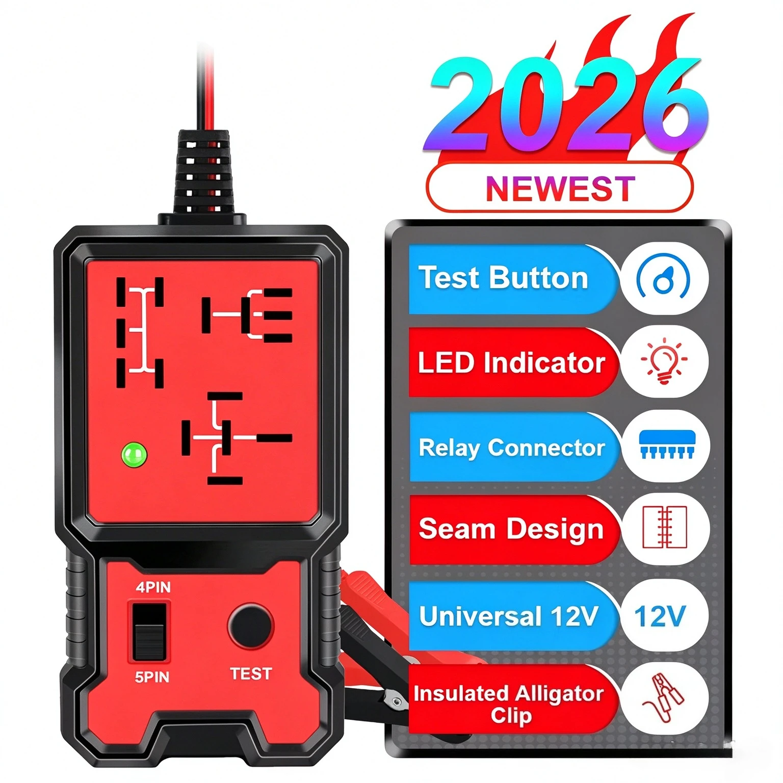 Universal 12V LED Indicator Light Car Battery Checker Electronic Test Car Relay Tester Diagnostic Tools Automotive Accessories