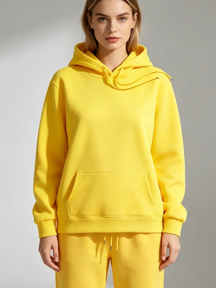 New Fashion Men's and Women's Hoodie Set Spring and Autumn Winter Casual Sweater Set Men's Top Solid Color Hooded Sweater Set view 2