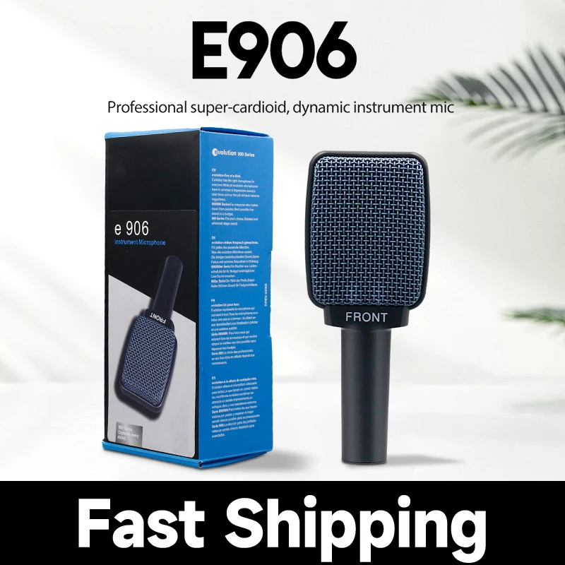 E906 Dynamic Instrument Microphone with Presence Filter Super Cardioid Wired Mic for Drums Guitar Live Performance