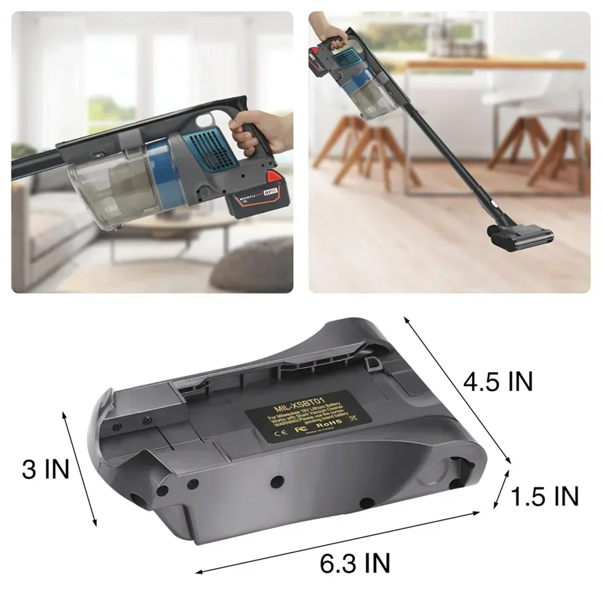

For Milwaukee 18V Batteries Converting To for Shark XSBT620 XSBT750 XSBT700 Battery Cordless Vacuum Cleaner MIL-XSBT01 Adapter