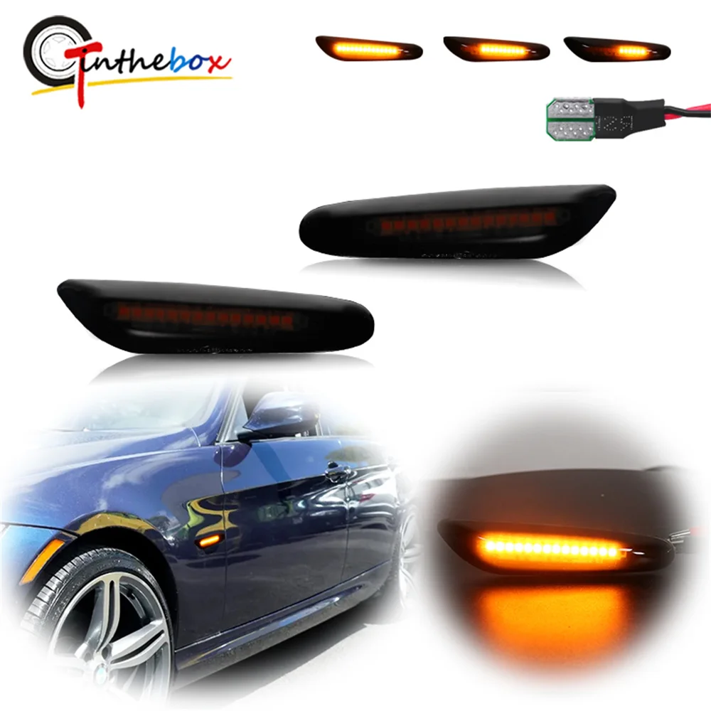 Dynamic LED Car Front Side Marker Turn Signal Lights For BMW 1 3 5 Series X1 X3 E46 E60 E61 E81 E82 E83 E84 E88 E90 E91 E92 E93