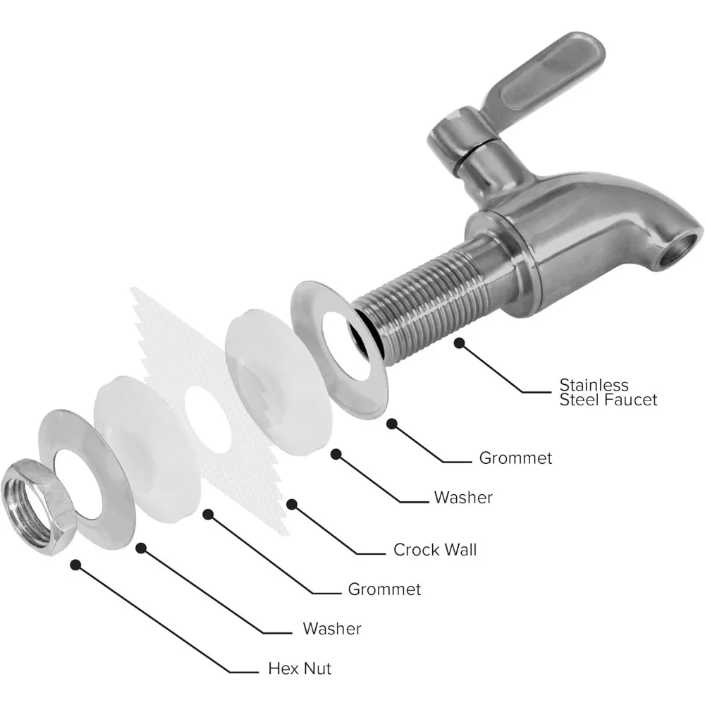 ขายร้อน - ตู้น้ํา Crock เซรามิก Porcelain Geo Sports, ก๊อกน้ําสแตนเลส, รวมวาล์วและฝาปิด เหมาะกับ 3 ถึง