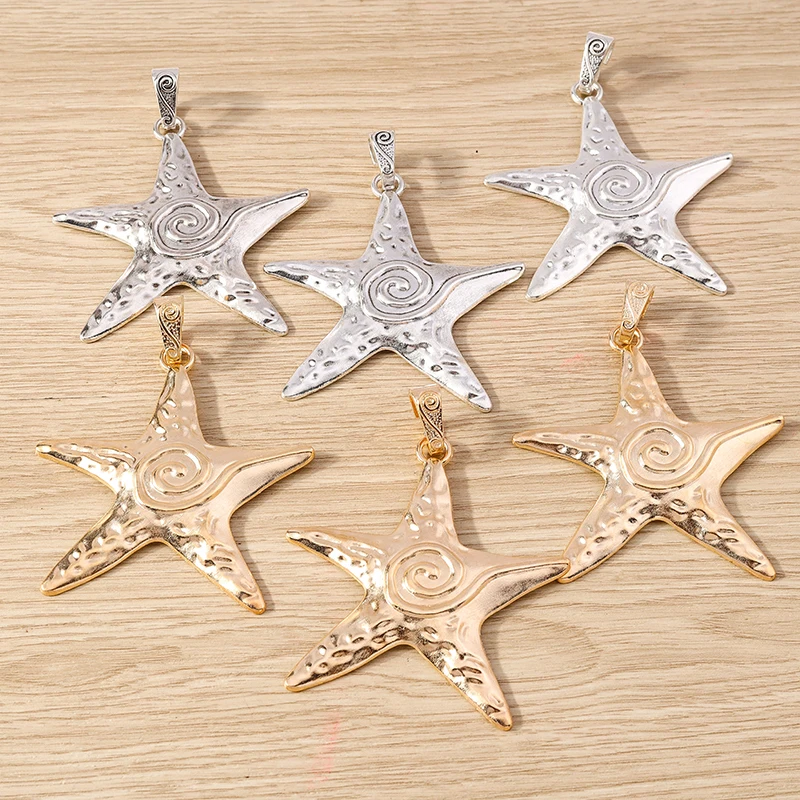 4pcs 66x88mm Cute Alloy Big Star Charms Pendants for Jewelry Making Drop Earrings Necklaces DIY Handmade Keychain Craft Supplies