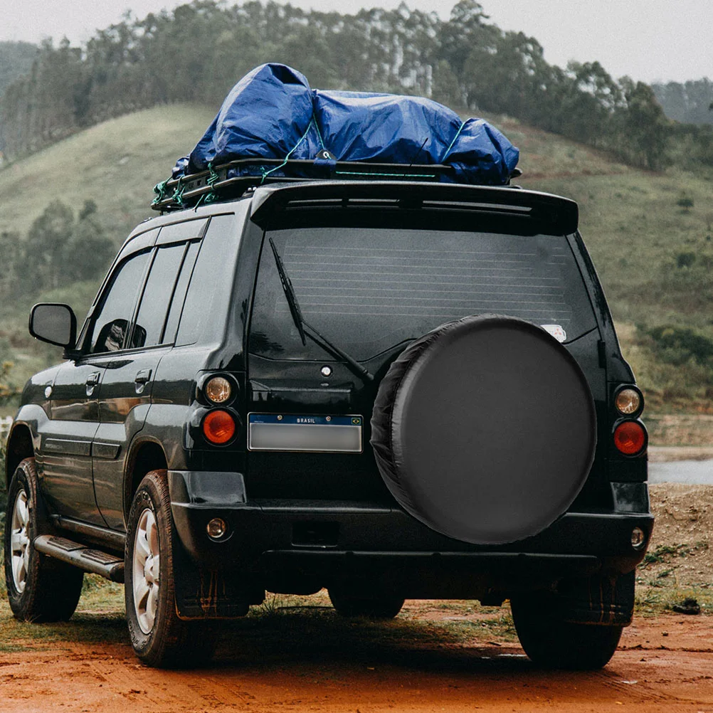 

Spare Tire Cover Black PVC Waterproof Sunproof Durable Car Truck SUV ATV RV Trailer Accessory Wheel Protection Tire Covers For