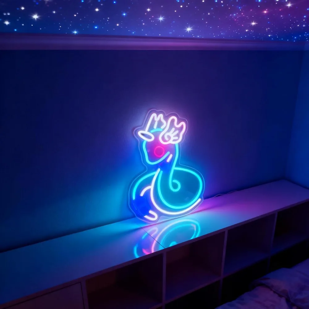 Cute Animal Shape LED Neon Light for Wall Dimmable Neon Sign USB Nursery Girls Room Bar Cafe Home Decor Pink Blue Art Light - view 4