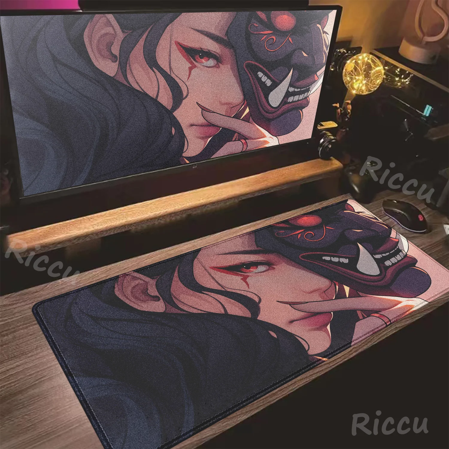 

Japanese Ghost Warrior Mask Gamer Desk Mousepad HD Anime Carpet Desk Mat Gamers Accessories Gaming Keyboard Carpet Mousepad