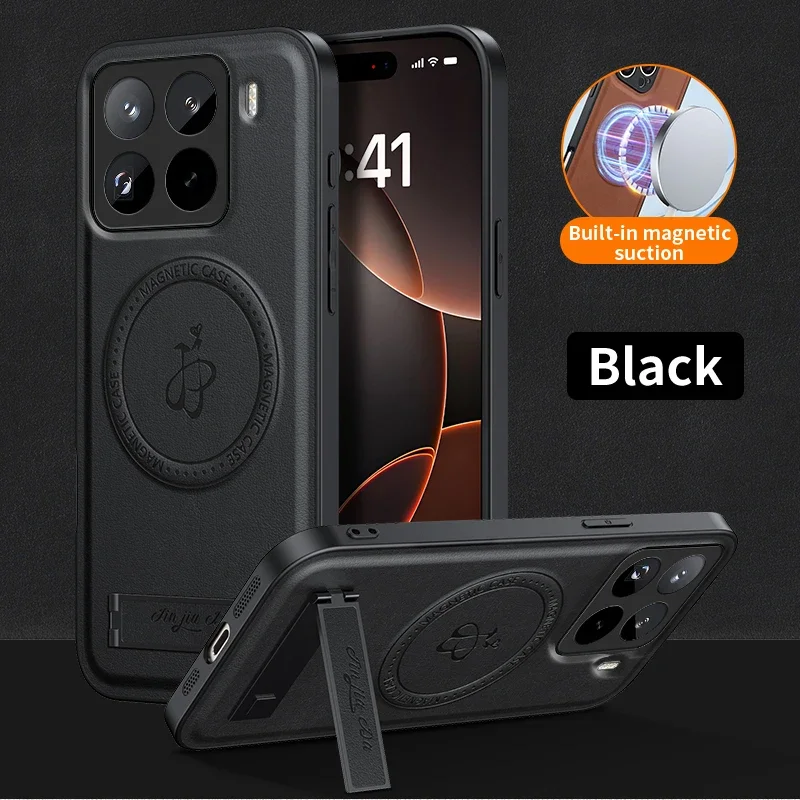 Luxury PU Leather Stand Phone Case For Xiaomi Mi 17T Pro 15T Pro Magnetic Cover For Magsafe Shockproof Full Camera Shell