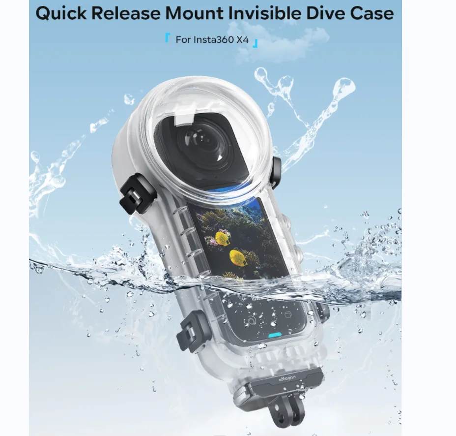 aMagisn Dive Case Waterproof Housing Cover for Insta360 X4 X5 Invisible Diving Case Underwater 50M Dive Shell Accessories