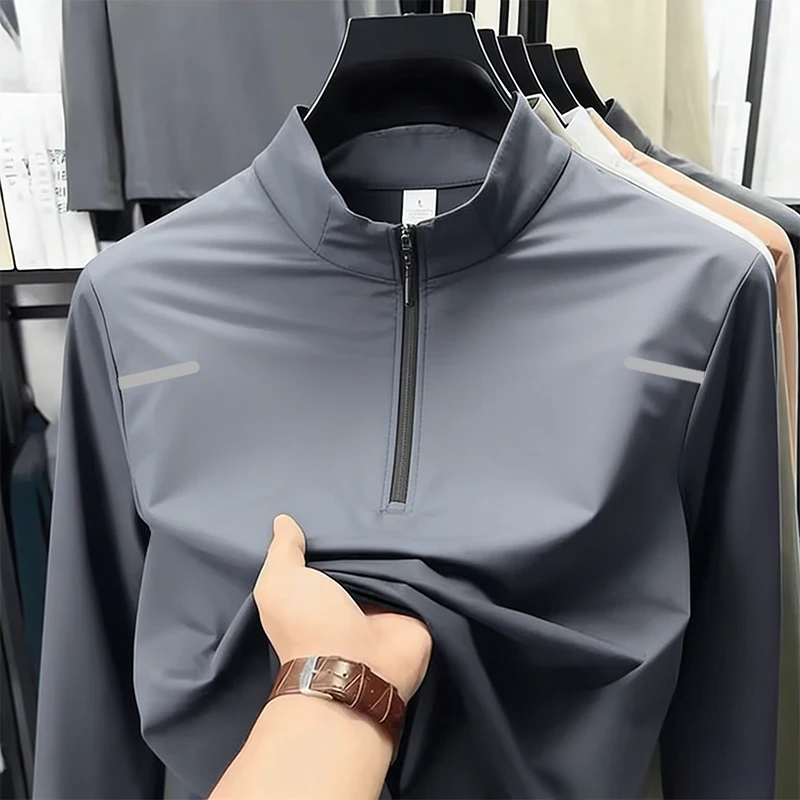 Men's Sportswear Long Sleeve Half Zip Quick Dry Fitness Running Top Autumn Winter Warm Training Cycling Suit Casual Leisure S...