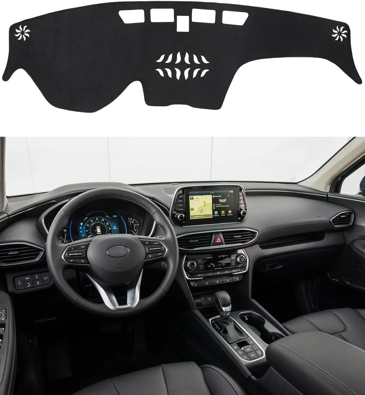 

Dash Cover for Hyundai Santa Fe 2019-2023 Accessories Black Flannel Dashboard Cover Mat Car Dashboard UV Sun Protection