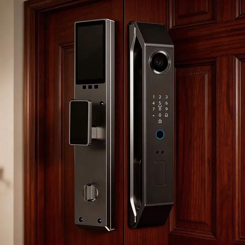 Smart Facial Recognition Door Lock Keyless Entry Handle with Swipe Function Memory Card Spare Key for Aluminum Doors