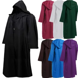 Medieval Men Tunic Hooded Robe Cloak Knight Cosplay Costume Wizard Vampire Robe Cloak Cape Monk Fancy Halloween